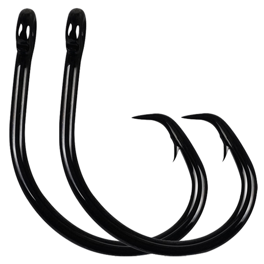 Fishing Hook Assortment - サークルフック 3倍強化 海水対応 インライン釣り針 ブラック高炭素鋼 オフセット