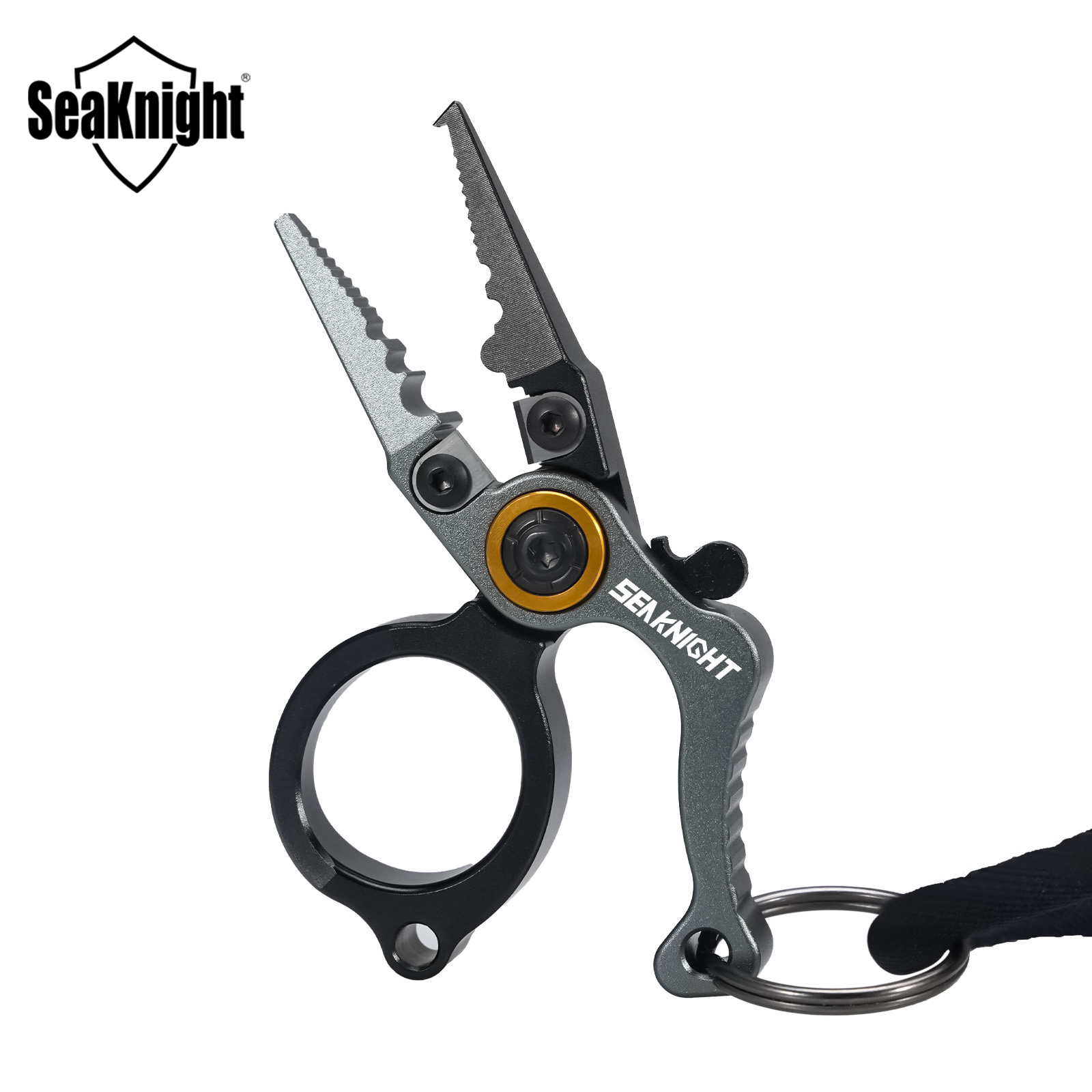 Fishing Hook Remover - SeaKnightブランドの小型釣り用プライヤー。アウトドア用釣り道具。アルミニウム合金製の本体、タングステン鋼製の刃、フック外し、ラインカッター付き。