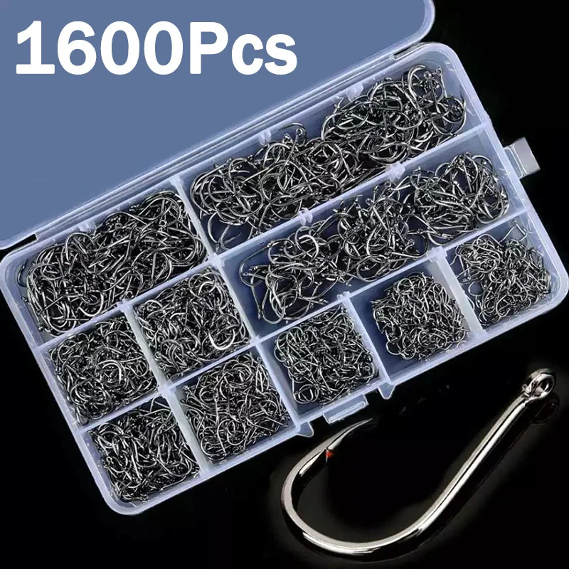 50-1600 個/箱釣り針炭素鋼強力な鋭いシルバーサークル - Fishing Hook Assortment のレビューと価格