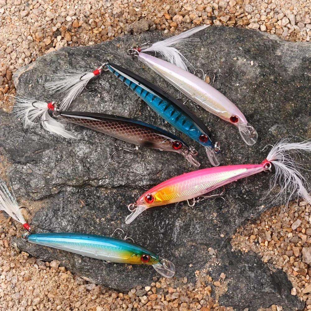 3Dレーザーアイミノールアー,フェザー付きハードベイト,最大 - Fishing Hook Treble のレビューと価格